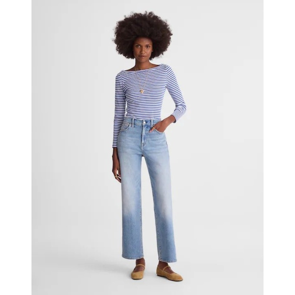 Madewell The Perfect Vintage Wide-Leg Crop Jeans Blue Wash Size 29 - Picture 9 of 11